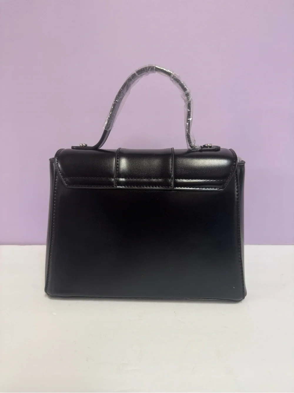 NWT Badgley Mischka Black PU Leather Top Handle Satchel